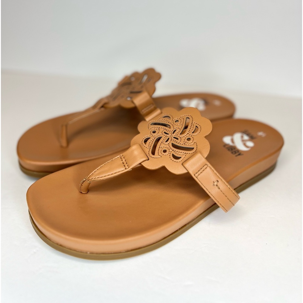Women's SAM & LIBBY Caramel Brown Alexandra Thong Footbed Sandal Size 8.5 LN!